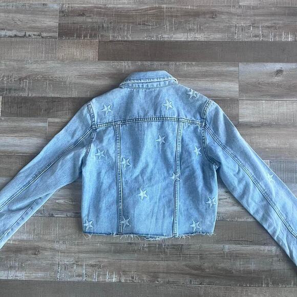 Star Embroidery Light Wash Blue Denim Jacket Size S - Picture 3 of 7